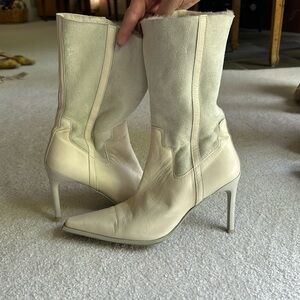 Donald Pliner two toned shearling and suede boots